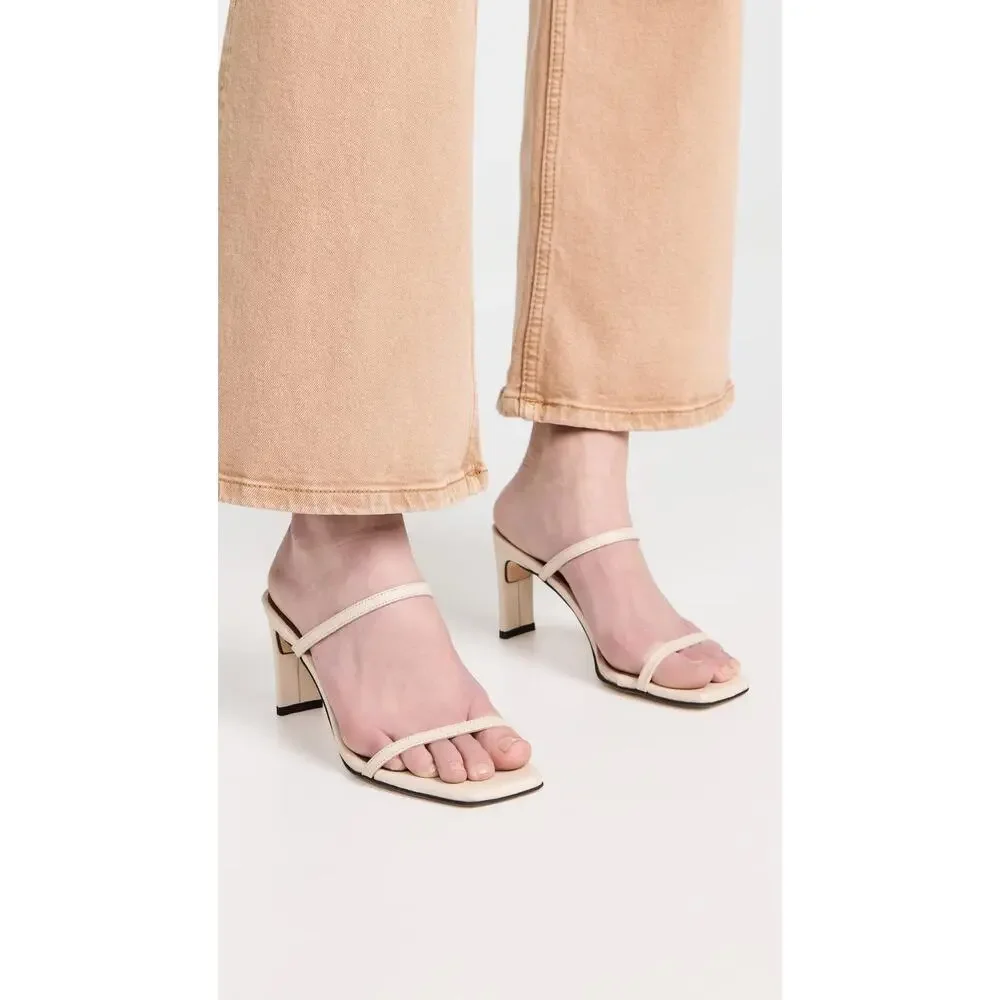 ALOHAS WOMEN'S CANNES HEELED SANDALS, BEIGE, OFF WHITE, 5 MEDIUM US
